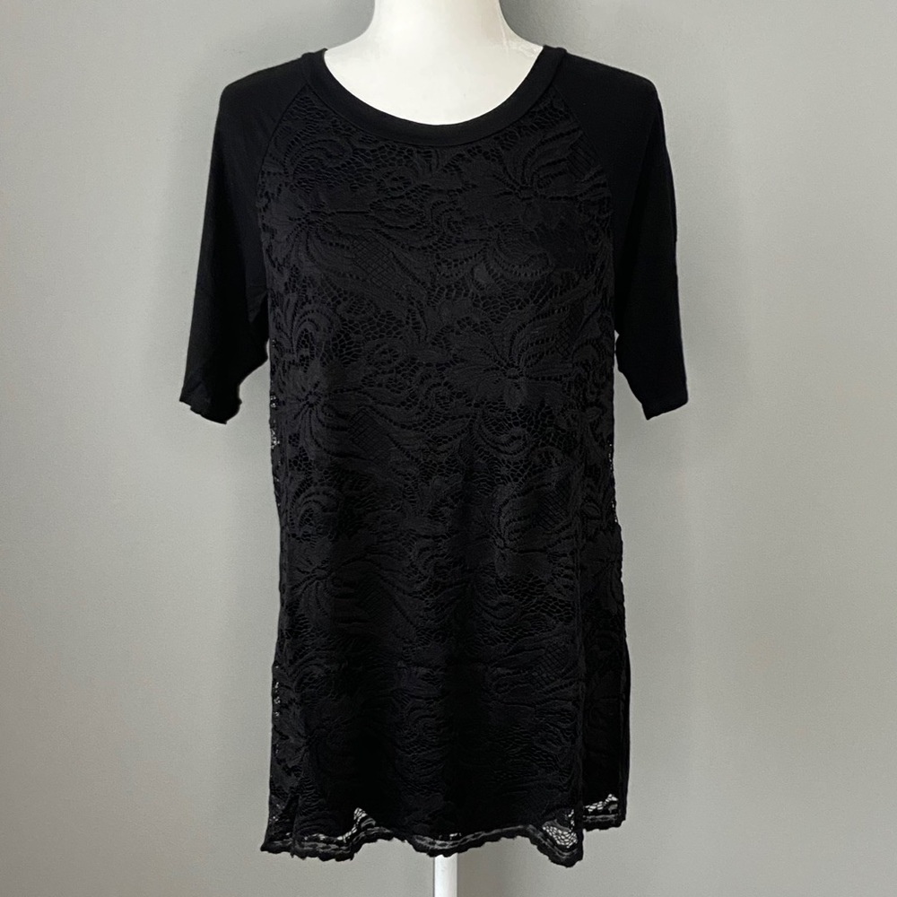 First Look | Black Lace Overlay Buttery Soft Top Large